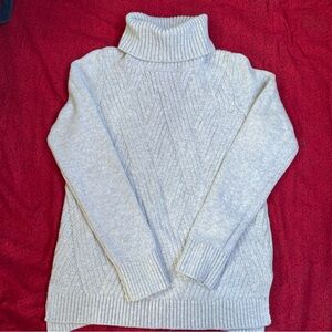 Banana Republic Light Gray Cable‎ Knit Turtleneck Sweater
